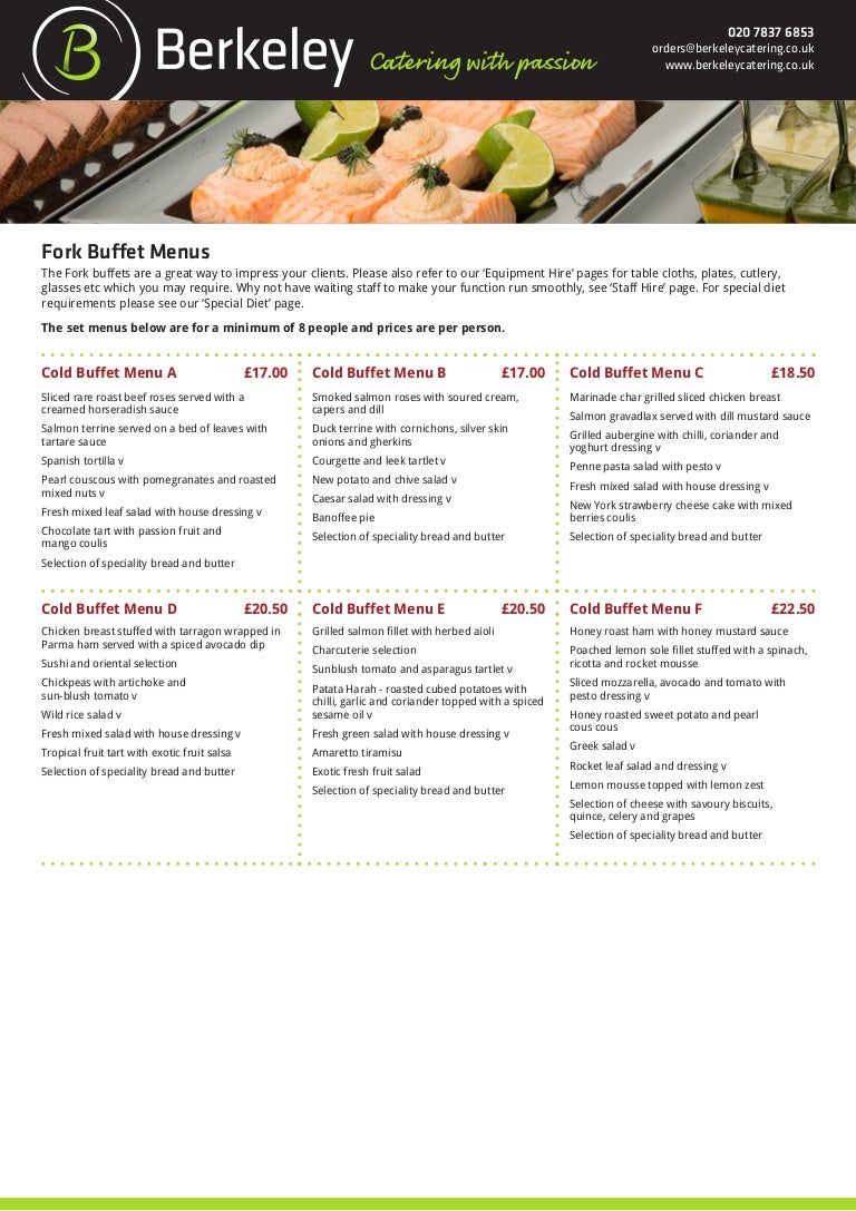 Fork Buffet Menus