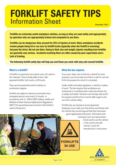 Safety Tip: Ensure Safe Forklift Operation | PDF