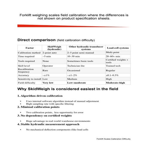 Forklift Weighing Scales Calibration: SkidWeigh vs Load-Cell Systems | PDF