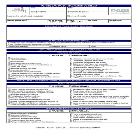 Permissão de Trabalho - PT 0001 | PDF
