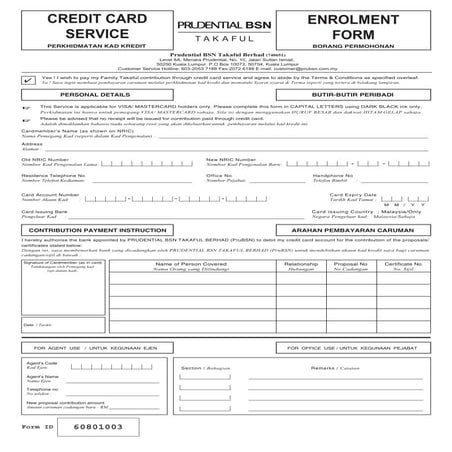 Credit Card Enrolment Form
