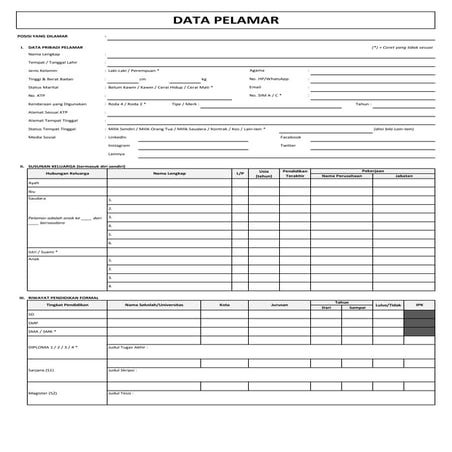 Data Pelamar calon pekerja HR - Biodatad