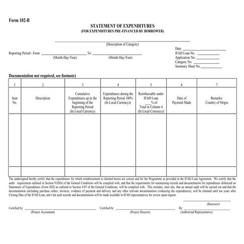 Form 102 B Statement of Expenditures | DOC | Personal Taxes | Personal ...