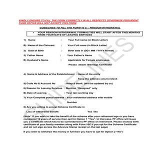 Form 10 c  pension guidelines