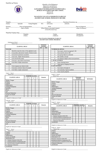 Form 137 school permanent record | DOCX