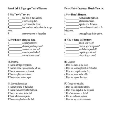 Form 4. unit 6. there is there are test | PPT