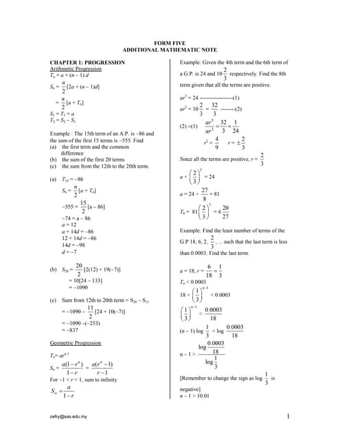 Form 4 add maths note