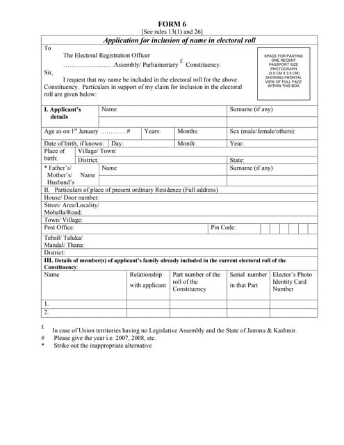 Voter ID Card Form No. 8 | PDF