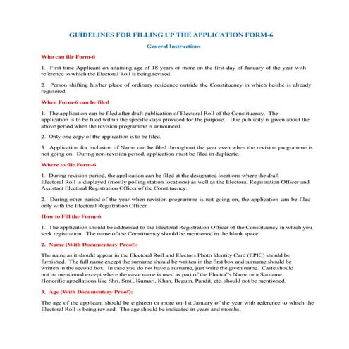 Form 6 procedure | PDF