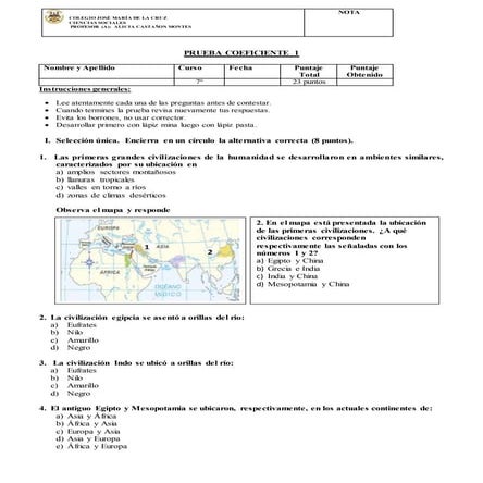Forma a prueba civilizaciones  7° 2015