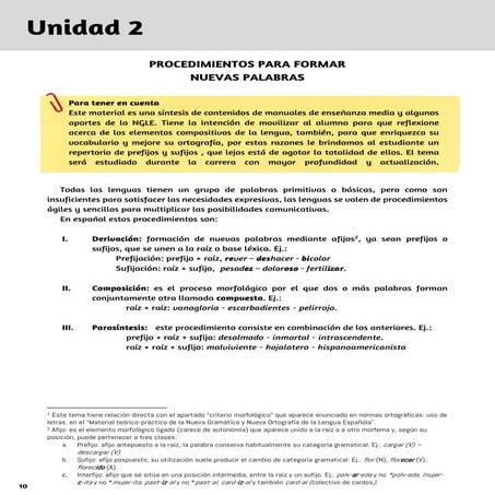 Formación de palabras - lengua morfología