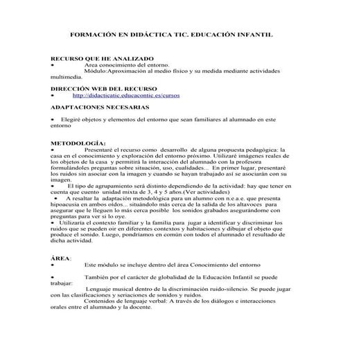 Formación en didáctica tic. educación infantil