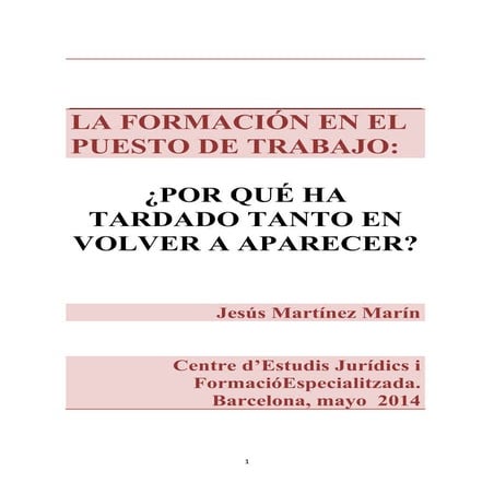 Formacion en el Puesto de Trabajo y Aprendizaje Informal Intencional