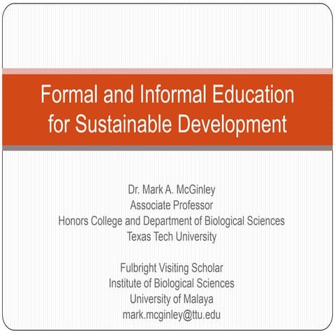 Formal and informal education for sustainable development