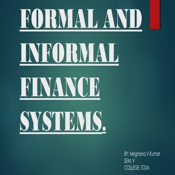 Formal and informal finance systems