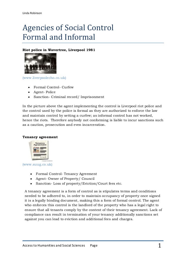 Formal And Informal Social Controls