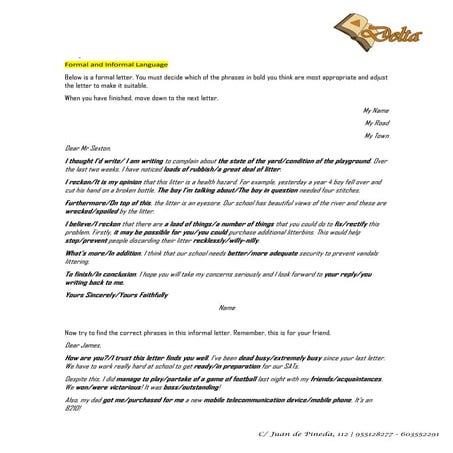 Formalinformal letter | PDF