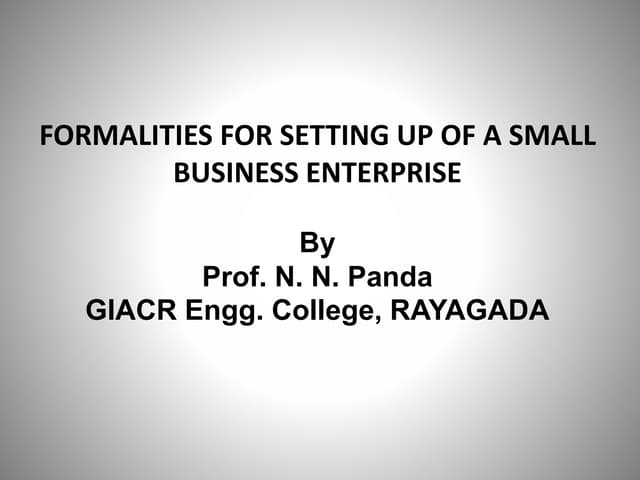 Formalities to start ssi entreprene...