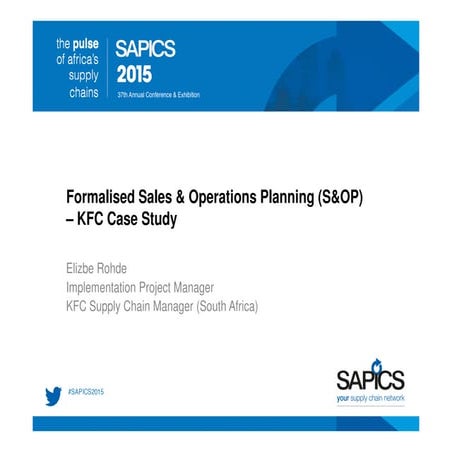Formalized sales and operations planning (S&OP)