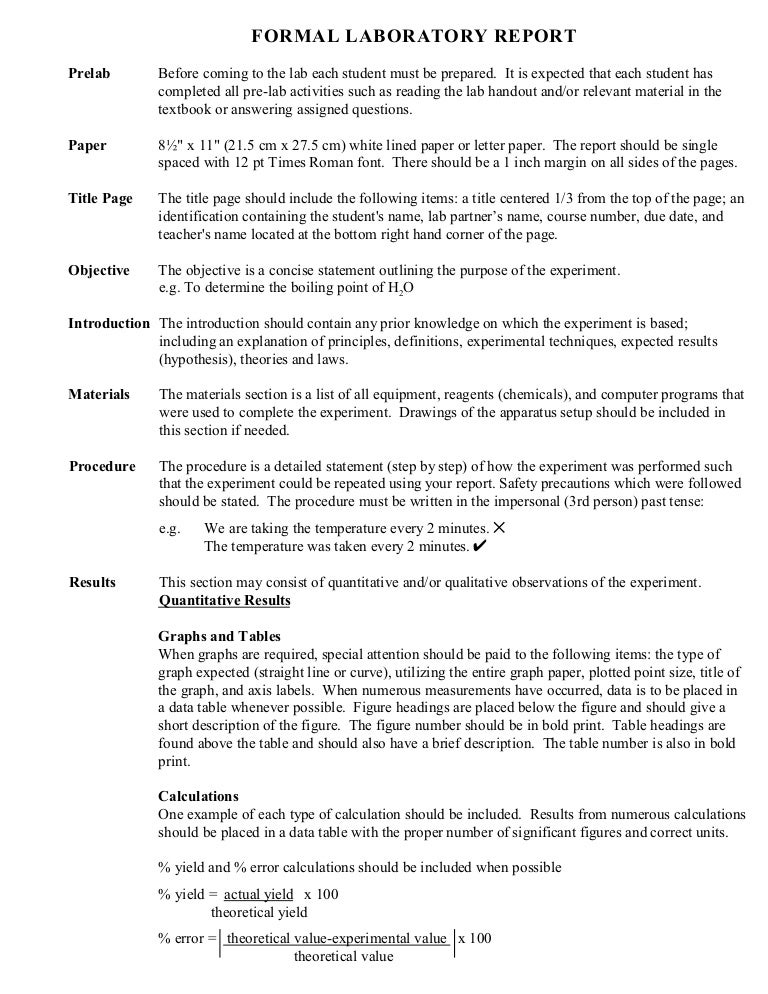 Formal Lab Report Guidelines