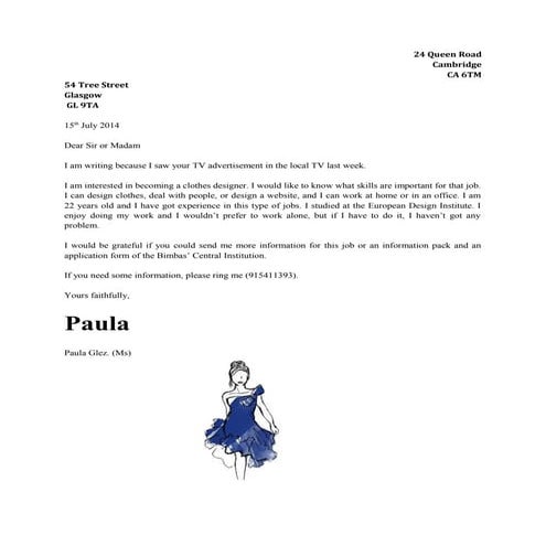 Formal letter - Sara | DOC