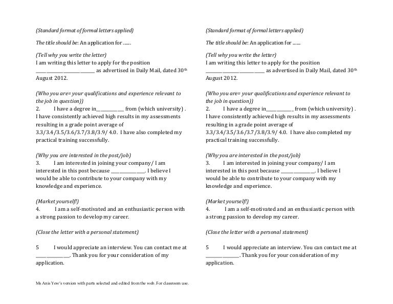 formal letter job application cover letter for job aplication