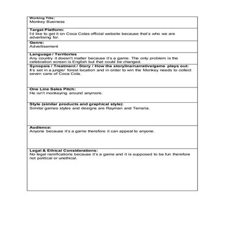 Formal proposal advergame