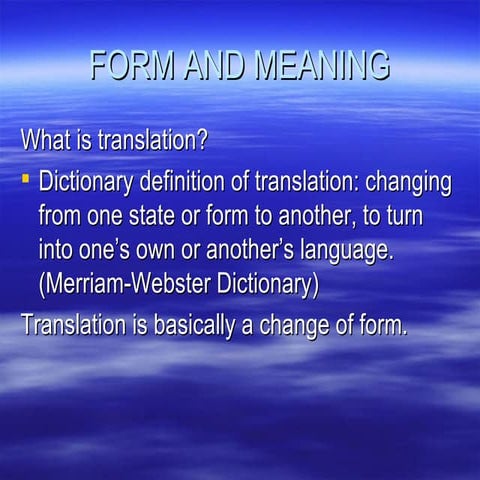 Form And Meaning