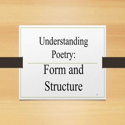 Form and Structure in Poetry