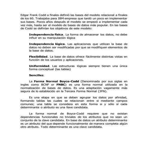Forma normal de boyce codd y algoritmos de descomposición