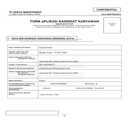 Form aplikasi karyawan (autosaved)