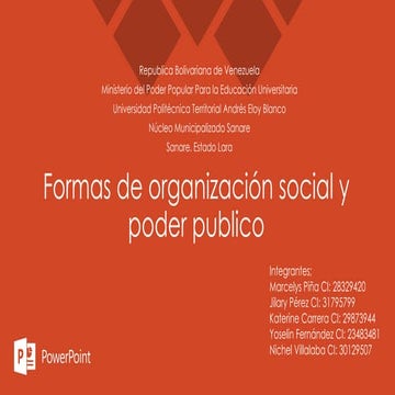 Formas de Organización Social y Poder Público en Venezuela: Comunidades ...