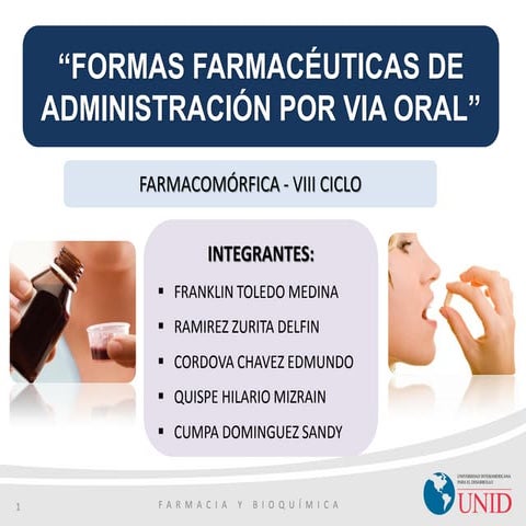 Formas farmacéuticas de administración por via oral