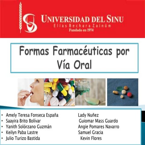 Formas farmacéuticas por vía oral