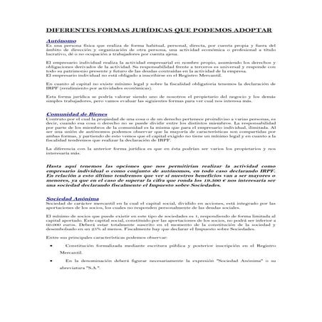 DIFERENTES FORMAS JURÍDICAS QUE PODEMOS ADOPTAR