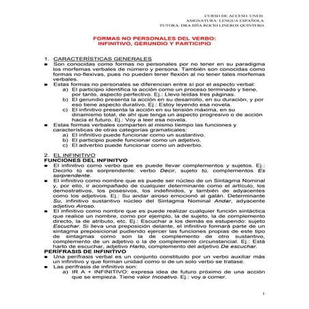 Formas no personales del verbo