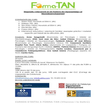Formatan diagnostic intervenciótrastorns aprenentatge
