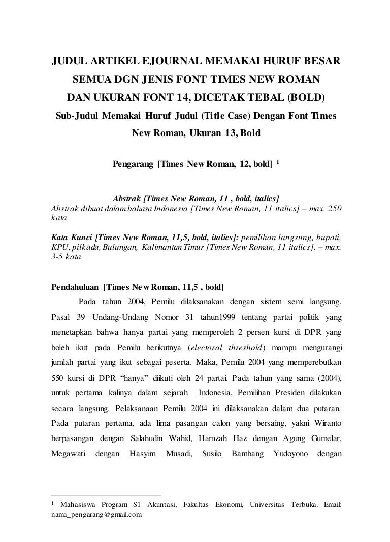 Format artikel karya ilmiah UT
