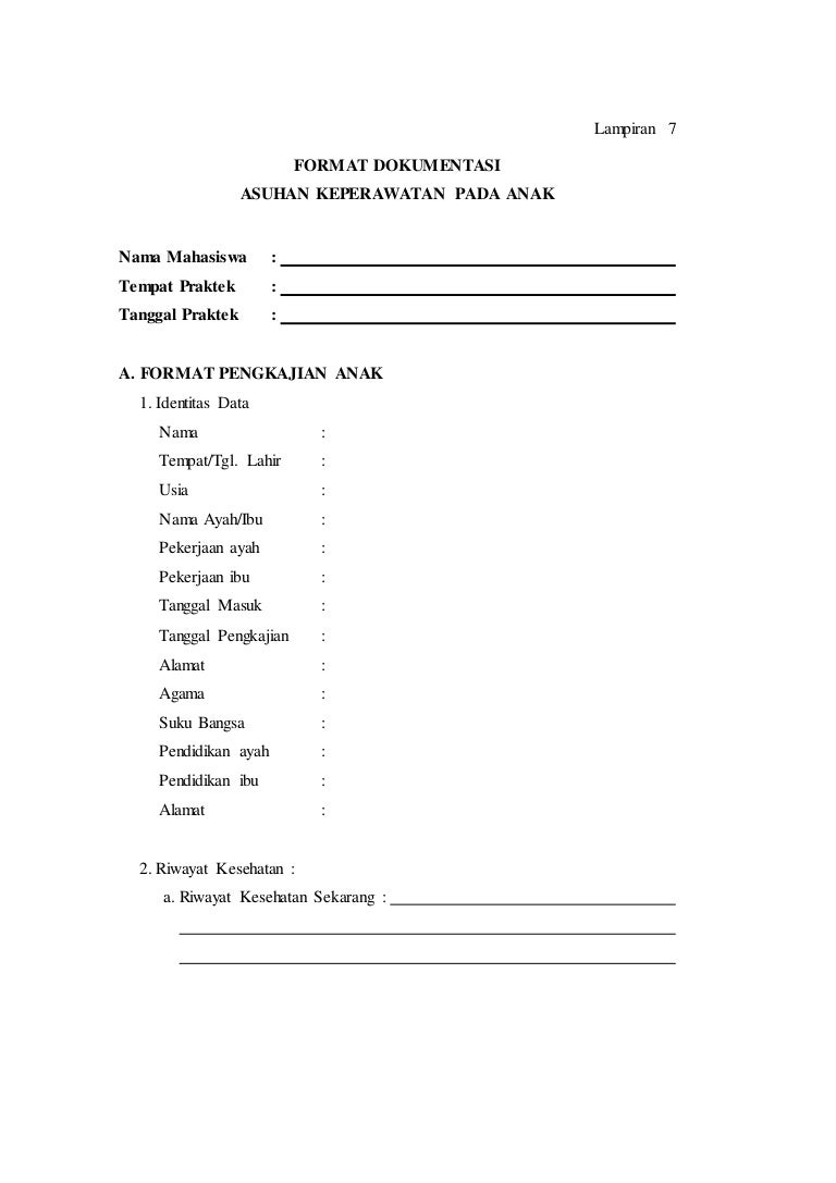 Format Asuhan Keperawatan Anak 2018