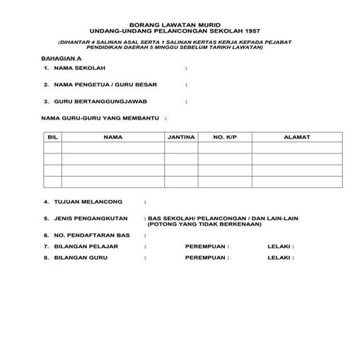 Format borang permohonan lawatan terbaharu