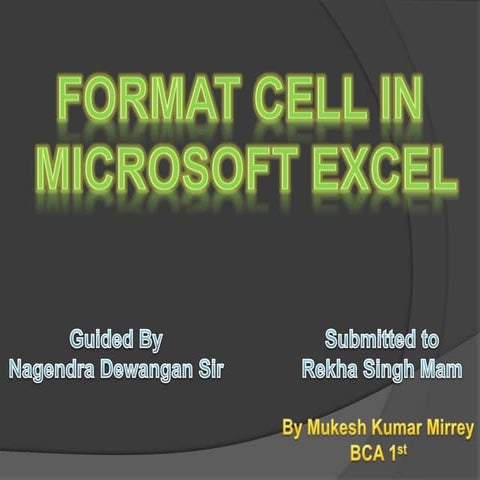 Format cell in excel