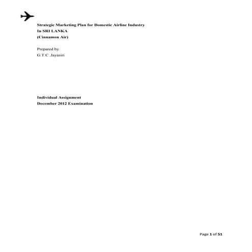 Format for the marketing plan