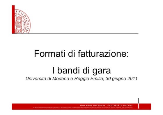 Dott. Stefano Corazza, Dott. Eugenio Govoni - Formati di fatturazione: i band...