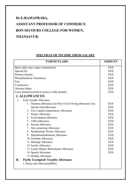 Format income from salary