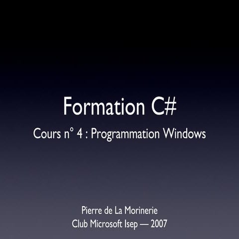 Formation C# - Cours 4