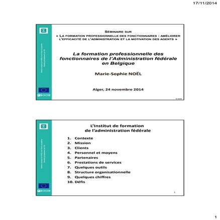 La formation professionnelle des fonctionnaires de l'Administration ...