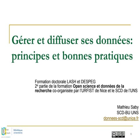Gérer et diffuser ses données: principes et bonnes pratiques