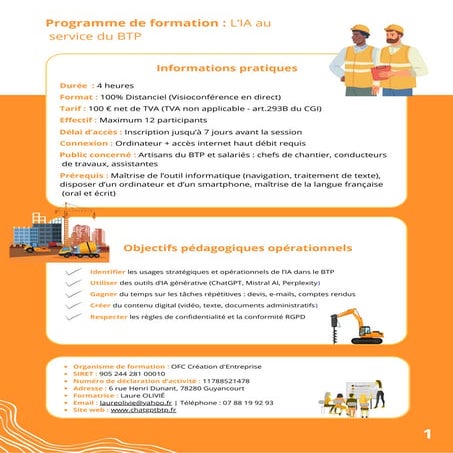 Programme de Formation L’IA au service du BTP | PDF
