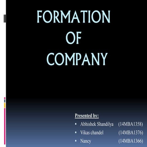 Formation of a company