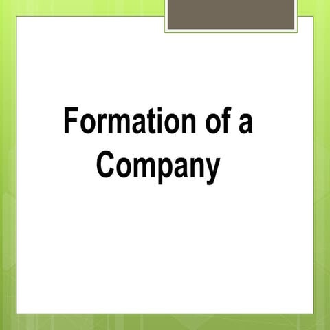 Formation of a company